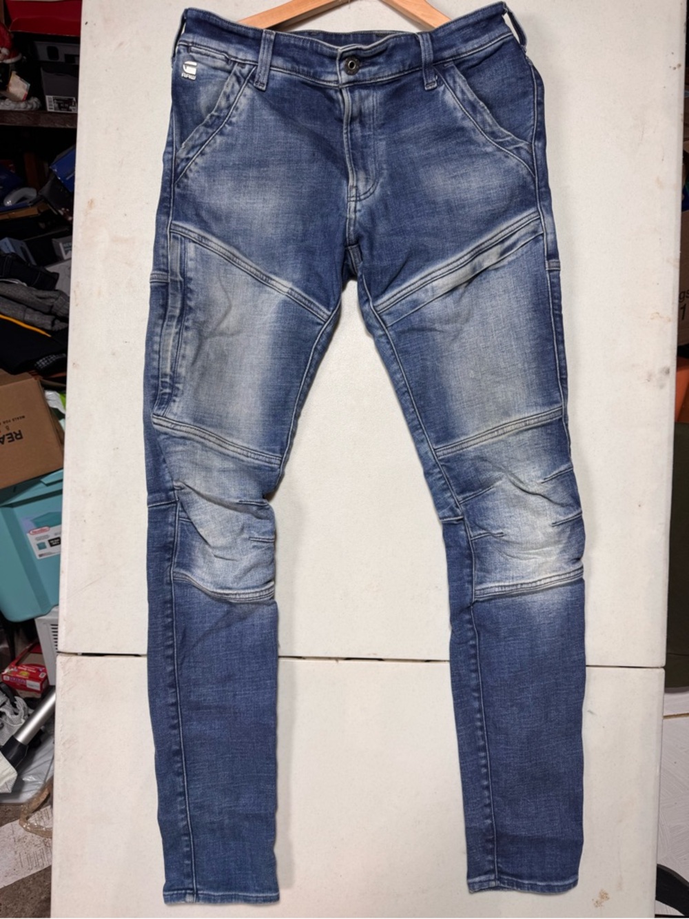 G-Star Skinny Blue Washed Men’s Jeans with Knee Panel Detailing